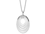 Sterling Silver Circle  Polished and Brushed Necklace Pendant with Chain